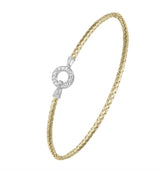 Mixed Metal 2mm Braided Rope Bracelet With Clasp And CZ's- 6.75"